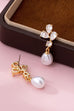 CZ Crystal Cluster & Teardrop Pearl Earrings | 80E61988