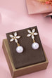 Glass Crystal Star-Flower & Round Pearl Earrings | 80E62000