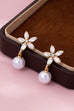 Glass Crystal Star-Flower & Round Pearl Earrings | 80E62000