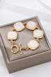 White Pearly Inlay Square Link Bracelet | 80B1752