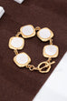 White Pearly Inlay Square Link Bracelet | 80B1752