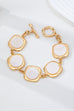 White Pearly Inlay Square Link Bracelet | 80B1752