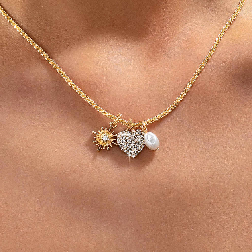 Celestial Heart & Pearl Charm Necklace | 80N93235
