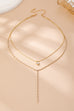 Layered Y Heart and Baguette CZ Crystal Necklace | 80N92886