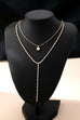 Layered Y Heart and Baguette CZ Crystal Necklace | 80N92886