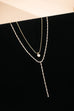 Layered Y Heart and Baguette CZ Crystal Necklace | 80N92886