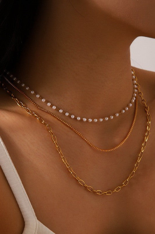 18K STAINLESS STEEL TARNISH FREE LAYERED NECKLACE | 40NK9683