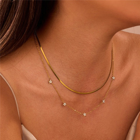 18K STAINLESS STEEL TARNISH FREE LAYERED NECKLACE | 40NK9686