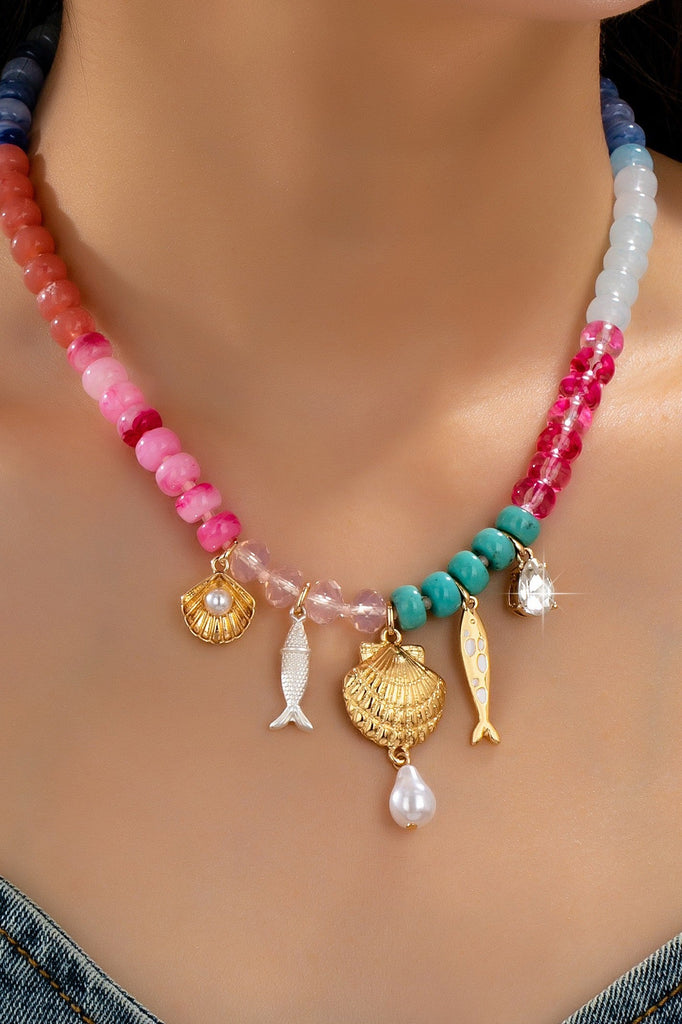 Nautical Multi-Color Beaded Charm Necklace | 80N92901