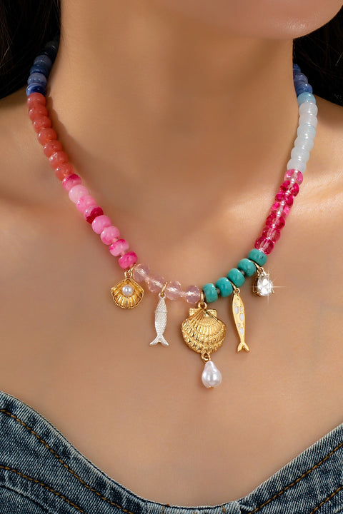 Nautical Multi-Color Beaded Charm Necklace | 80N92901