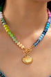Rainbow Beaded Seashell Charm Necklace | 80N92899