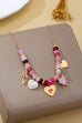 Pink Beaded Heart and Shell Charm Necklace | 80N92903