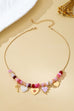 Pink Beaded Heart and Shell Charm Necklace | 80N92903