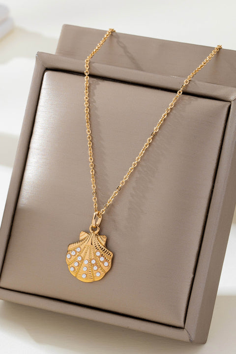 Pearl-Accented Shell Pendant Necklace | 80N92915