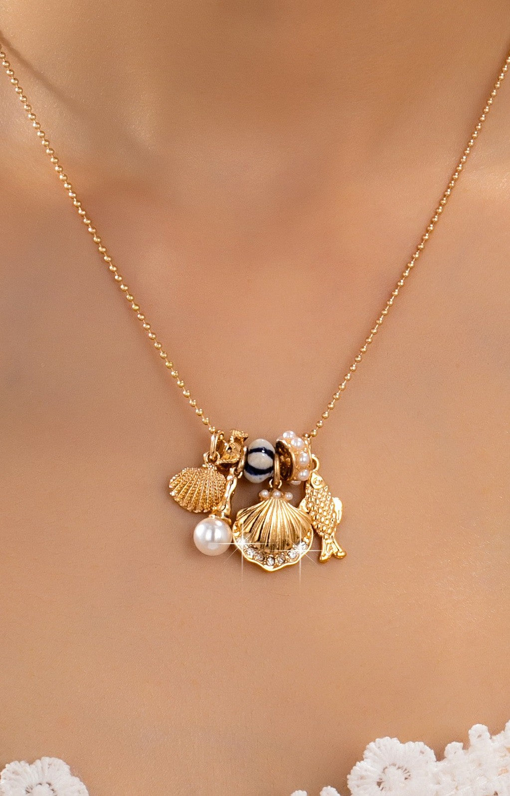 Nautical Charm Ball Chain Necklace | 80N92909