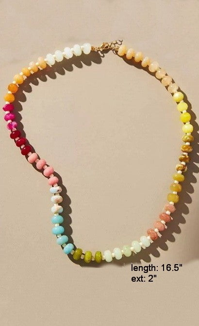 Natural Stone Semi-Precious Glass Mixed Necklace | 40NK9694