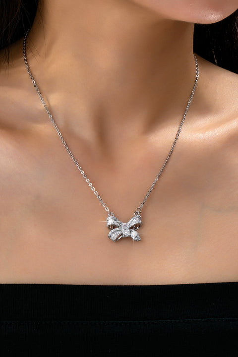 Sparkling Crystal Bow Pendant Necklace | 80N92845