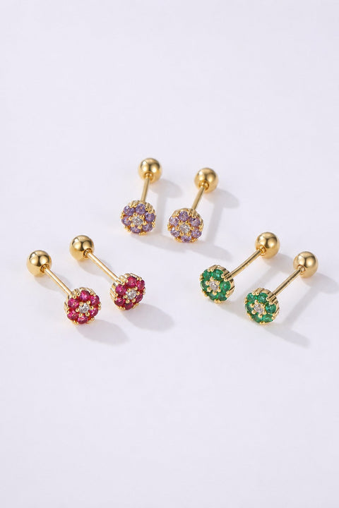 Colorful Crystal Flower Stud Earrings | 40E492