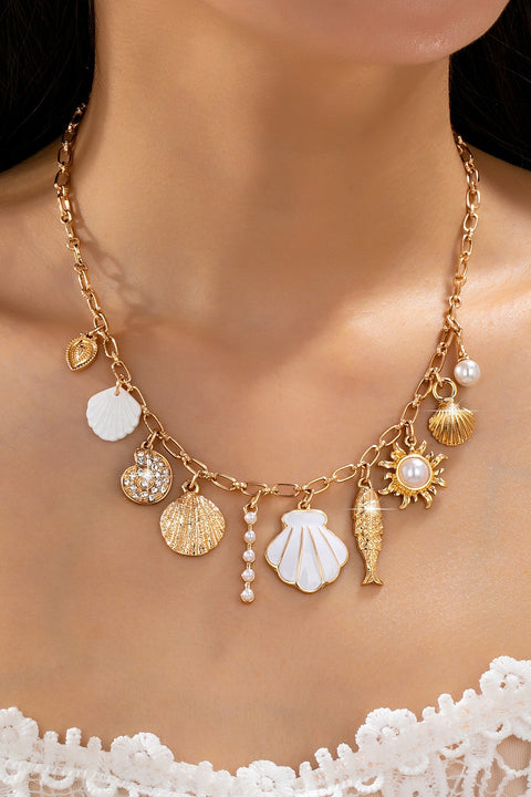 Charm Necklace-Ocean Seashell Fish Pearl | 80N92949