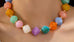Multicolor Oversized Faceted Pastel Bead Necklace | 80N92990