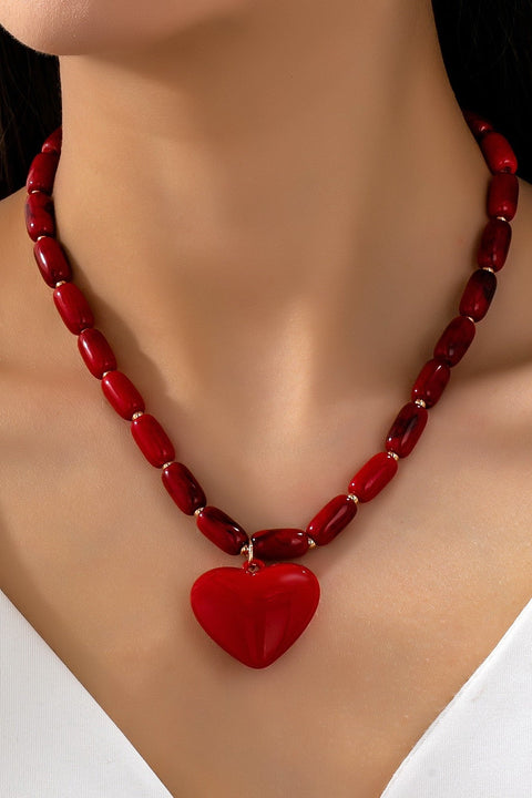 Crimson Heart Beaded Necklace | 80N92992