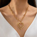 Sculptural Oversized Double Heart Pendant Necklace | 80N93012