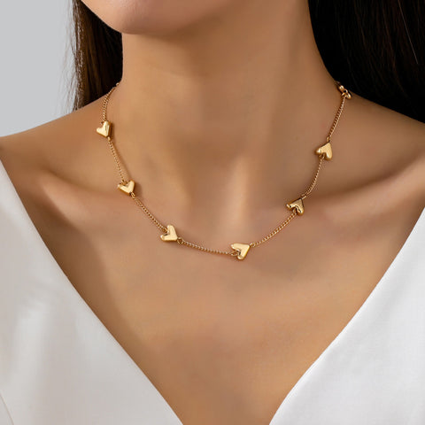 Puffed Heart Station Necklace | 80N93015