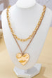 Hammered Heart Layered Cord Landyard Necklace | 80N93001