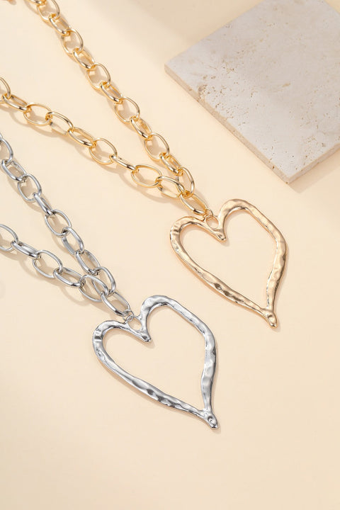 Statement Hammered Open Heart Necklace | 40NK9698