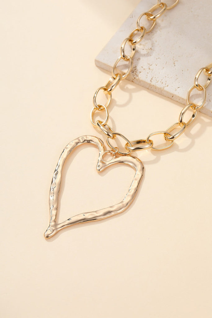 Statement Hammered Open Heart Necklace | 40NK9698