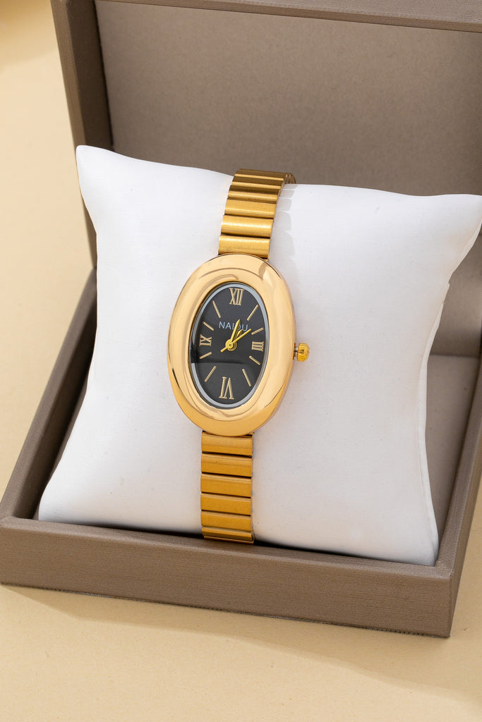 VINTAGE OVAL DIAL TIER METALLIC  BAND BRACELET WATCH | 80W004