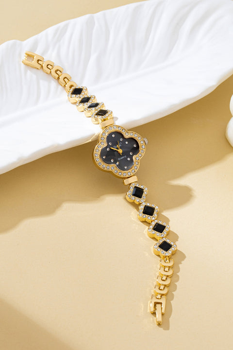 CLOVER CRYSTAL FACE LINK  BAND BRACELET WATCH | 80W006