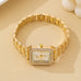 ENCRUSTED BEZEL RECTANGLE FACE BAND BRACELET WATCH | 80W005