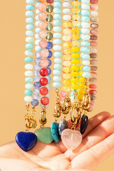 Natural Stone Semi-Precious Glass Mixed Necklace | 40NK9702
