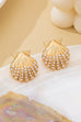 Scalloped Shell Pearl Stud Earrings | 80E62126