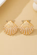 Scalloped Shell Pearl Stud Earrings | 80E62126