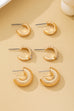 Rhinestone Textured Hoop Earring Set | 80E62138
