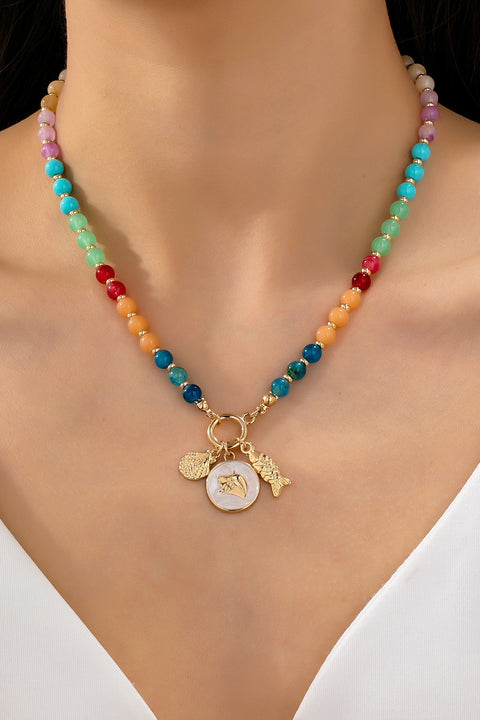 Rainbow Beaded Nautical Charm Necklace | 80N92952