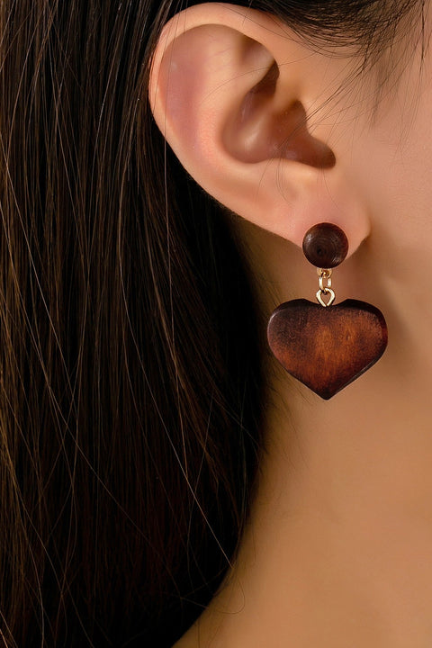 Wooden Heart Drop Earrings | 80E62163