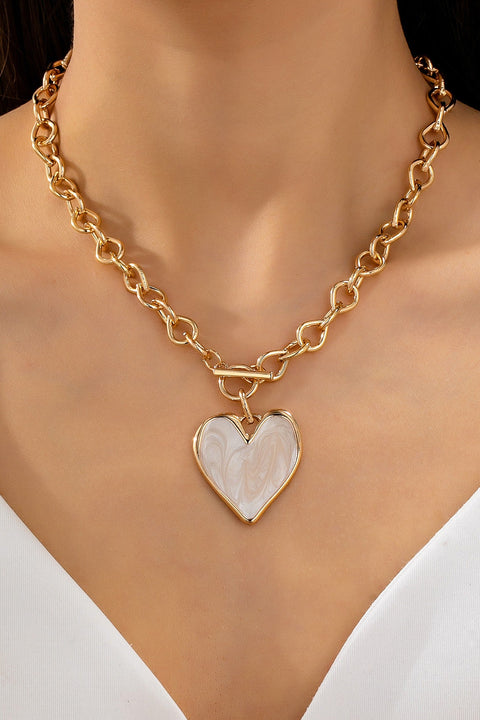 White Inlay Heart Toggle Necklace | 80N93050