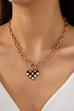 Checkered Heart Toggle Necklace | 80N93046