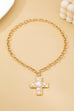 Hammered Cross Pearl Necklace | 80N93048