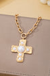 Hammered Cross Pearl Necklace | 80N93048
