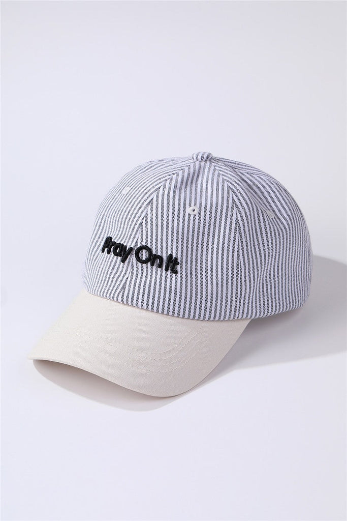 "Pray On It" Stripe Baseball Cap | 40HW754