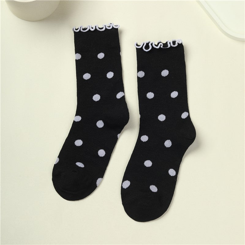 Ruffled Polka Dot Crew Socks | 40S02090