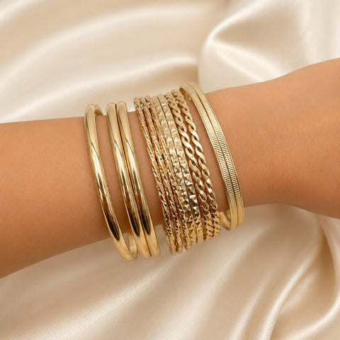 Gold-Tone Multi-Pattern Bangle Set | 40B5253