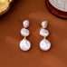 Organic-Shaped Pearl Triple Drop Earrings | 80E63340