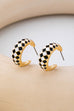 Checkered Enamel Hoop Earring | 80E62213