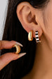 Checker Textured Huggie Hoop Trio Earrings | 80E62201