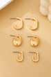 Rhinestone Pearl Huggie Hoop Trio Earrings | 80E62207